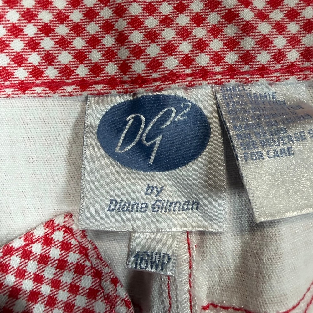 DG2 by Diane Gilman Womens 16WP Red Gingham Check Straight Leg Pants Casual - Picture 6 of 16